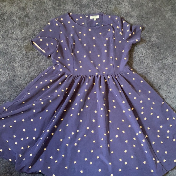 Factual Classic A line Dress  by ModCloth. Navy blue, white stars  with pockets. - Picture 10 of 16